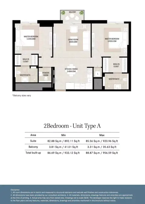 Plattegrond van 2 slaapkamers in Odessa