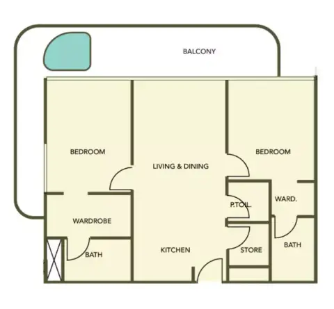 Plattegrond van 2 slaapkamers in Cove Edition Phase 3 By Imtiaz