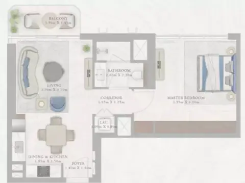 Plattegrond van 1 slaapkamer in Marina Views