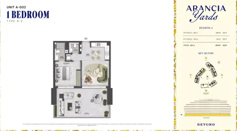 Plattegrond van 1 slaapkamer in Arancia Yards