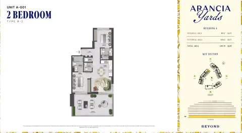 Plattegrond van 2 slaapkamers in Arancia Yards