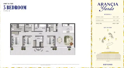 Plattegrond van 3 slaapkamers in Arancia Yards