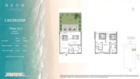 Plattegrond van 2 slaapkamers in Rena