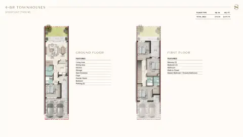 Plattegrond van 4 slaapkamers in Damac Sun City