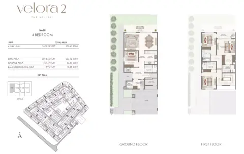 Plattegrond van 4 slaapkamers in Velora Phase 2 By Emaar