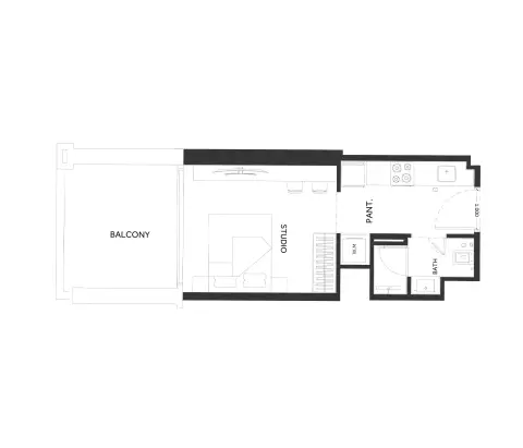 Plattegrond van Studio in Binghatti Elite
