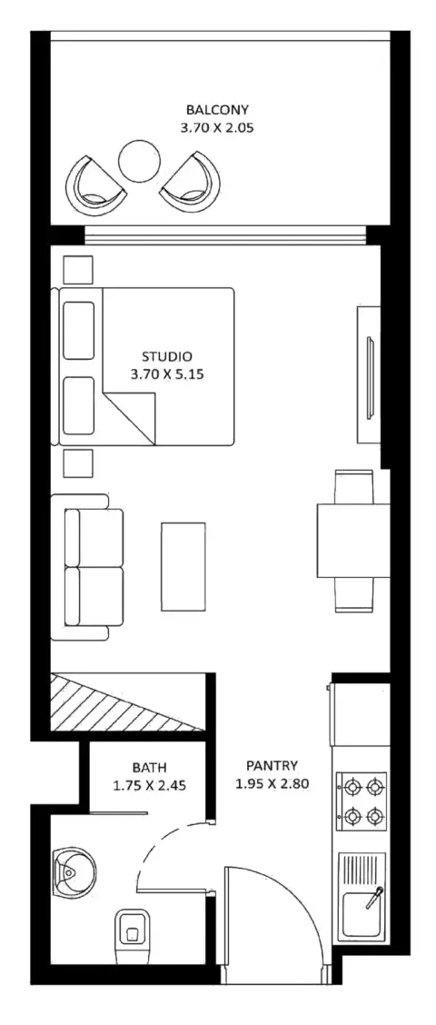 Plattegrond van Studio in Danube Oasiz