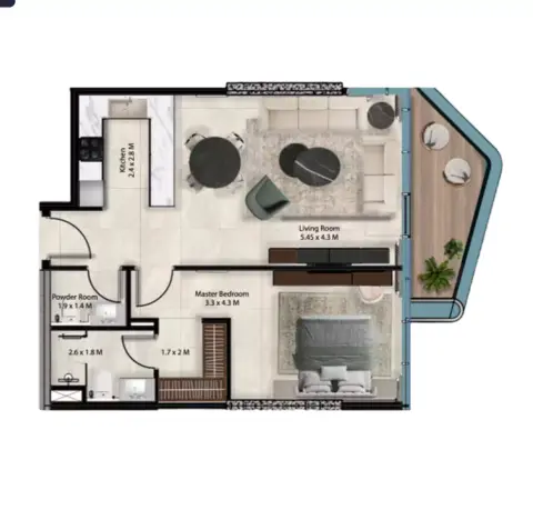 Plattegrond van 1 slaapkamer in Cresswell Views