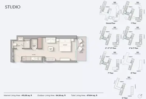 Plattegrond van Studio in Ellington Cove