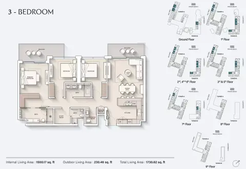 Plattegrond van 3 slaapkamers in Ellington Cove