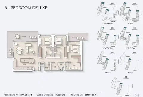 Plattegrond van 3 slaapkamers in Ellington Cove