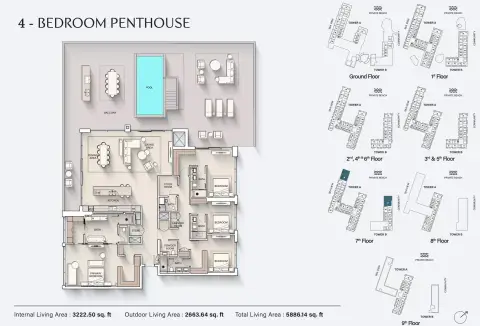 Plattegrond van 4 slaapkamers in Ellington Cove