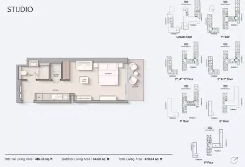 Plattegrond van Studio in Ellington Cove