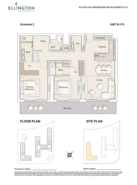 Plattegrond van 2 slaapkamers in Ellington Cove