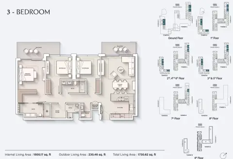 Plattegrond van 3 slaapkamers in Ellington Cove