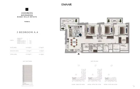 Plattegrond van 3 slaapkamers in Address Residences at Dubai Hills Estate