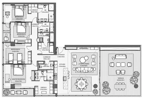 Plattegrond van 4 slaapkamers in Verve City Walk
