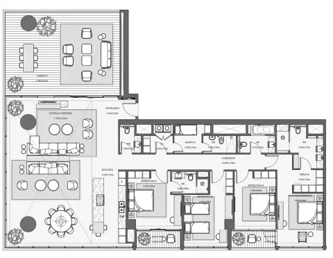 Plattegrond van 4 slaapkamers in Verve City Walk