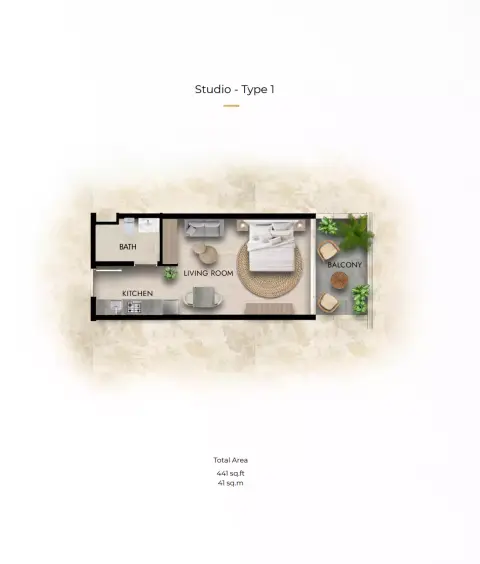Plattegrond van Studio in Parkside Boulevard