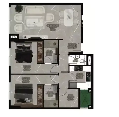 Plattegrond van 2 slaapkamers in High Best Tower