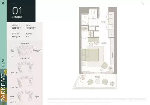 Plattegrond van Studio in Ember Park Five