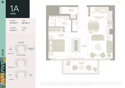 Plattegrond van 1 slaapkamer in Ember Park Five