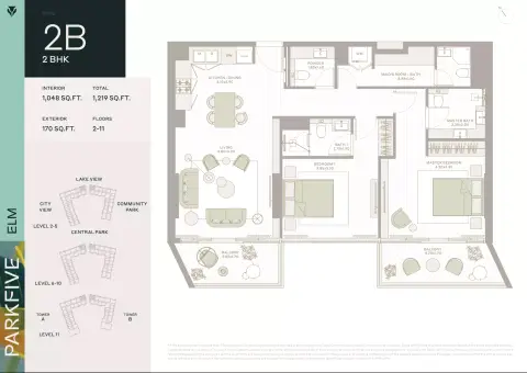 Plattegrond van 2 slaapkamers in Ember Park Five