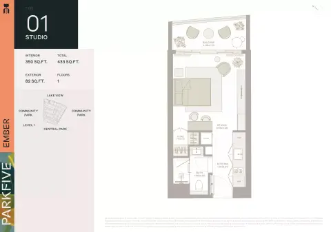 Plattegrond van Studio in Ember Park Five