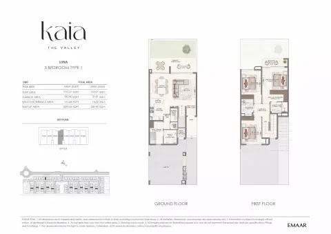 Plattegrond van 3 slaapkamers in Kaia at The Valley