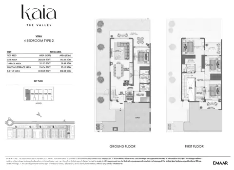 Plattegrond van 4 slaapkamers in Kaia at The Valley