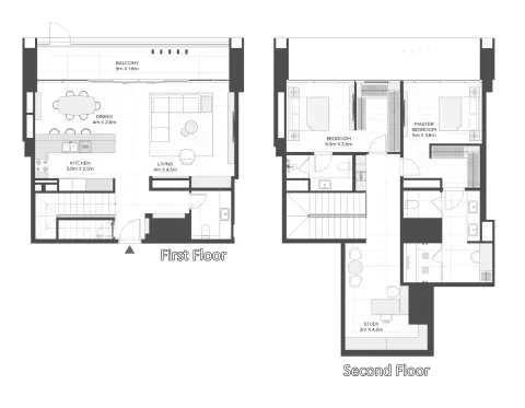 Plattegrond van 2 slaapkamers in LIV Maritime