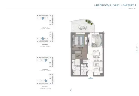 Plattegrond van 1 slaapkamer in Valencia