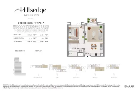 Plattegrond van 1 slaapkamer in Hillsedge