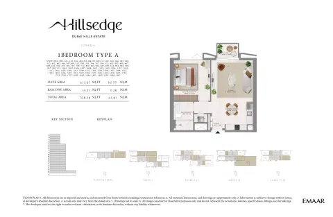 Plattegrond van 1 slaapkamer in Hillsedge