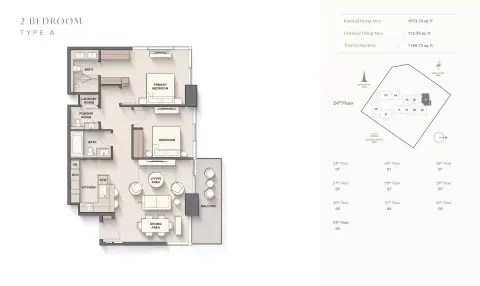 Plattegrond van 2 slaapkamers in Highgrove