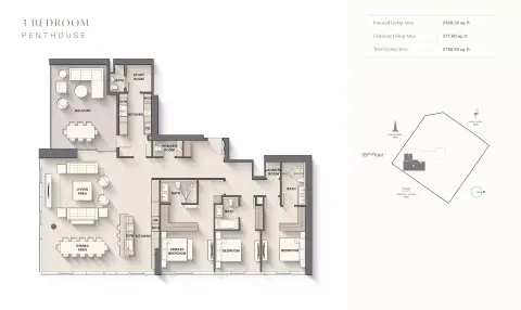 Plattegrond van 3 slaapkamers in Highgrove