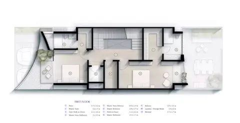 Plattegrond van 4 slaapkamers in Lunaya