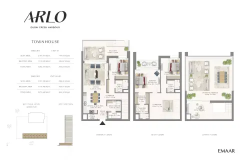 Plattegrond van 3 slaapkamers in Arlo