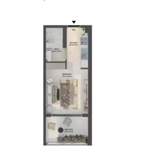 Plattegrond van Studio in Weybridge Gardens Phase 2 By Leos