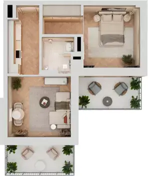 Plattegrond van 1 slaapkamer in Arisha Terraces