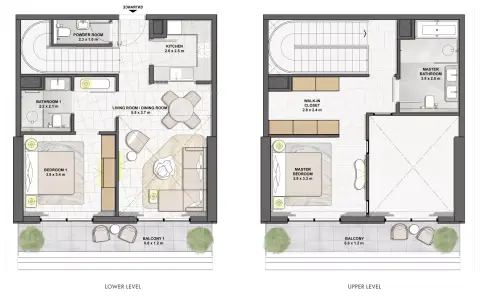 Plattegrond van 2 slaapkamers in Saria