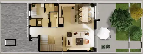 Plattegrond van 3 slaapkamers in Falls