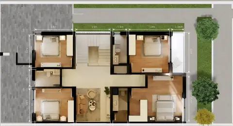 Plattegrond van 4 slaapkamers in Falls