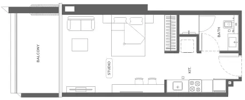 Plattegrond van Studio in Binghatti Ivory