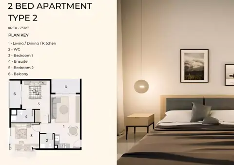 Plattegrond van 2 slaapkamers in VOI Residence