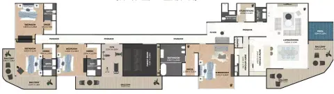 Plattegrond van 4 slaapkamers in Hatimi Residences