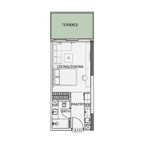 Plattegrond van Studio in One Sky Park By Iman Developers