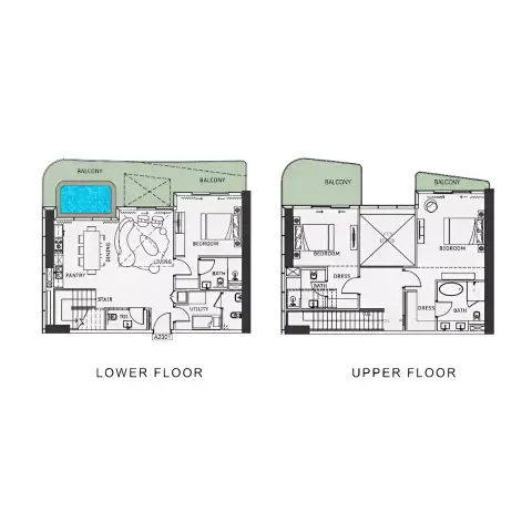 Plattegrond van 3 slaapkamers in One Sky Park By Iman Developers