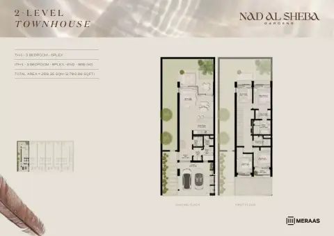 Plattegrond van 3 slaapkamers in Nad Al Sheba Gardens Phase 6 By Meraas