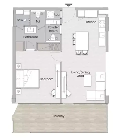 Plattegrond van 1 slaapkamer in Havelock Residences